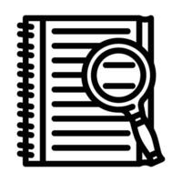 notepad search magnifying glass line icon vector illustration