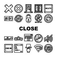close door store board icons set vector