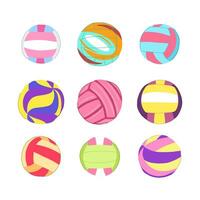 volleyball ball set cartoon vector illustration