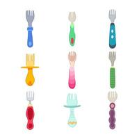 toddler fork set cartoon vector illustration