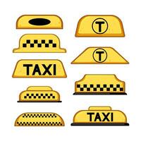 Taxi firmar conjunto dibujos animados vector ilustración