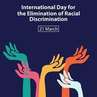 illustration vector graphic of hands of different colors raised upwards, perfect for international day, the elimination, racial discrimination, celebrate, greeting card, etc.