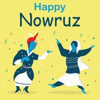 illustration vector graphic of a pair of dancers are celebrating New Year, perfect for international day, happy nowruz, celebrate, greeting card, etc.