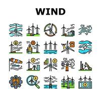 wind turbine power energy farm icons set vector