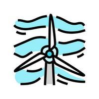 single wind turbine color icon vector illustration