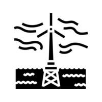 floating wind turbine glyph icon vector illustration