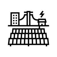 grid integration solar panel line icon vector illustration