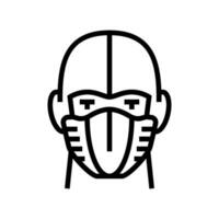 ninja mask face line icon vector illustration