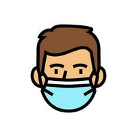 kid boy medical mask color icon vector illustration