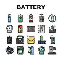 battery technology power electric icons set vector