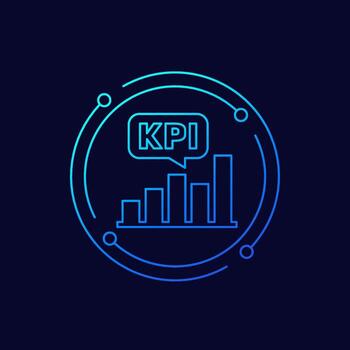 KPI icon with a graph, linear design vector