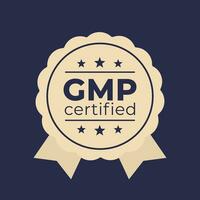 GMP certified badge, Good Manufacturing Practice, vector