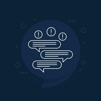 too many emails and messages line icon, vector