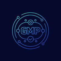 gmp icono, bueno fabricación práctica, lineal diseño vector