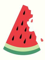 Bitten red watermelon slice vector. Slice of red watermelon clipart. vector