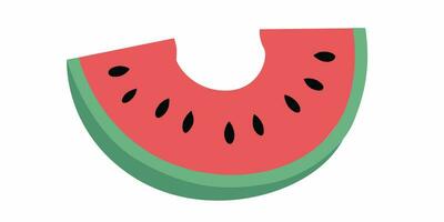 Bitten red watermelon slice vector. Slice of red watermelon clipart. vector