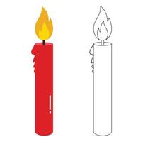 Candle Outline with color Clipart vector