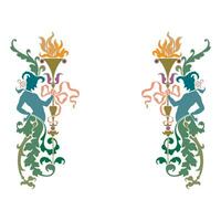 Vintage floral calligraphic floral vignette scroll corners ornamental design elements set isolated illustration vector
