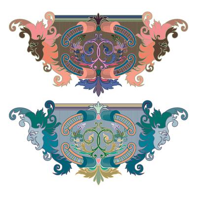 Vintage floral classic calligraphic retro vignette scroll frames ornamental design elements black set isolated vector