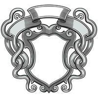 Vintage traditional realistic black and color Crests Ribbons Frames set on white background isolated vector illustration