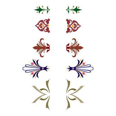 Vintage floral calligraphic floral vignette scroll corners ornamental design elements set isolated illustration