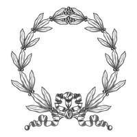 Sketch hand drawn traditional winning laurel branch wreaths set isolated vector illustration