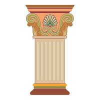 Antique white column realistic composition with isolated front view of architectural piece vector