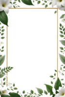 ai genererad blad med vit blomma gräns ram png transparent bakgrund