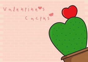 Hoya Cactus with red heart flower in tree pot and wording Valentine's Cactus on pink background vector