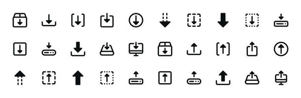 Download Upload Icons Set - File Transfer, Data Exchange Vector Collection