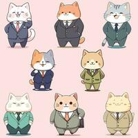 Set of Cute Cats Wearing Suits vector