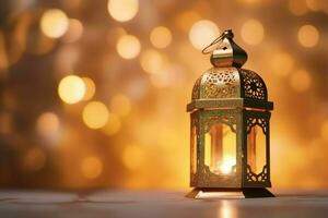 Eid mubarak and ramadan kareem greetings with islamic lantern and mosque. Eid al fitr background. Eid al fitr background of window concept by AI Generated photo