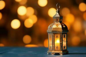 Eid mubarak and ramadan kareem greetings with islamic lantern and mosque. Eid al fitr background. Eid al fitr background of window concept by AI Generated photo