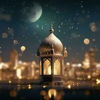 Eid mubarak and ramadan kareem greetings with islamic lantern and mosque. Eid al fitr background. Eid al fitr background of window concept by AI Generated photo