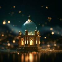 Eid mubarak and ramadan kareem greetings with islamic lantern and mosque. Eid al fitr background. Eid al fitr background of window concept by AI Generated photo