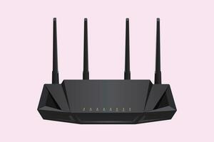 Realistic Wifi router for four isolated on white internet transmission vector illustration.