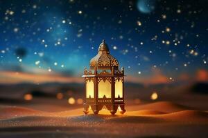 Eid mubarak and ramadan kareem greetings with islamic lantern and mosque. Eid al fitr background. Eid al fitr background of window concept by AI Generated photo