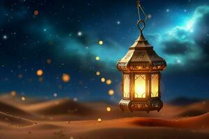 Eid mubarak and ramadan kareem greetings with islamic lantern and mosque. Eid al fitr background. Eid al fitr background of window concept by AI Generated photo