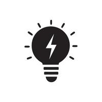 Lightbulb icon on light background. Idea symbol. Electric lamp, light, Flat design vector illustration