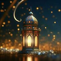 Eid mubarak and ramadan kareem greetings with islamic lantern and mosque. Eid al fitr background. Eid al fitr background of window concept by AI Generated photo