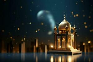 Eid mubarak and ramadan kareem greetings with islamic lantern and mosque. Eid al fitr background. Eid al fitr background of window concept by AI Generated photo