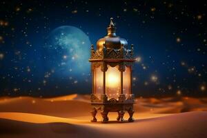 Eid mubarak and ramadan kareem greetings with islamic lantern and mosque. Eid al fitr background. Eid al fitr background of window concept by AI Generated photo