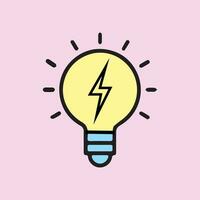 Lightbulb icon on light background. Idea symbol. Electric lamp, light, Flat design vector illustration