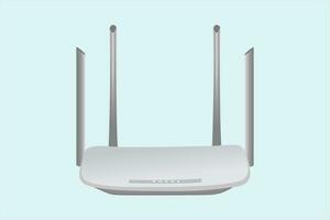 Realistic Wifi router for four isolated on white internet transmission vector illustration.