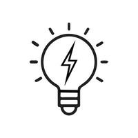 Lightbulb icon on light background. Idea symbol. Electric lamp, light, Flat design vector illustration