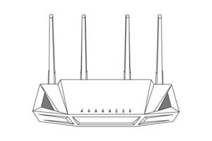 Realistic Wifi router for four isolated on white internet transmission vector illustration.