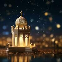 Eid mubarak and ramadan kareem greetings with islamic lantern and mosque. Eid al fitr background. Eid al fitr background of window concept by AI Generated photo