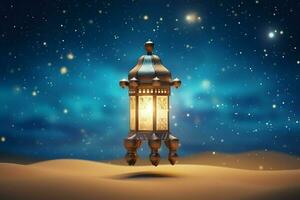 Eid mubarak and ramadan kareem greetings with islamic lantern and mosque. Eid al fitr background. Eid al fitr background of window concept by AI Generated photo