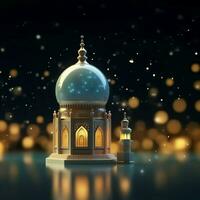 Eid mubarak and ramadan kareem greetings with islamic lantern and mosque. Eid al fitr background. Eid al fitr background of window concept by AI Generated photo