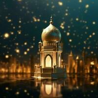 Eid mubarak and ramadan kareem greetings with islamic lantern and mosque. Eid al fitr background. Eid al fitr background of window concept by AI Generated photo